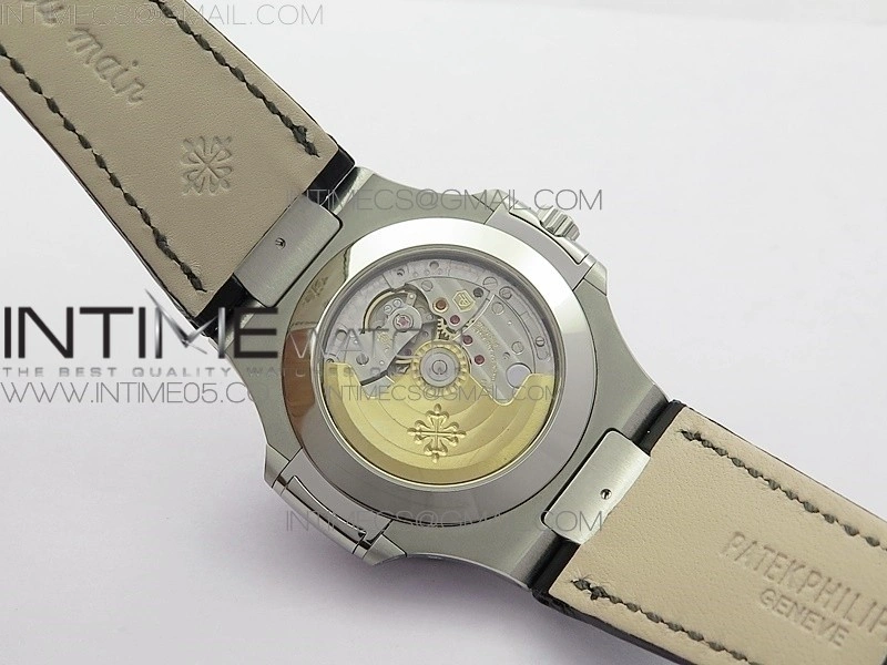 NAUTILUS 5726 SS GRF 1:1 BEST EDITION GRAY DIAL WORKING ANNUAL CALENDARON BLACK LEATHER STARP A.324 V2
